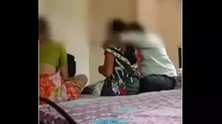 Sex with two females in a Desi trio! Indian porn scandal MMs